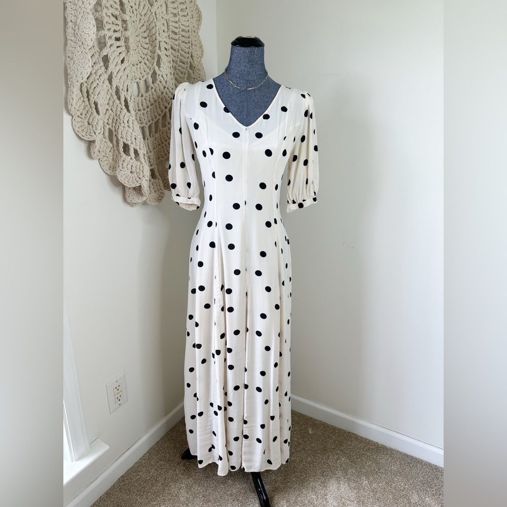 Something Navy Black and Cream Polka Dot Maxi Dress